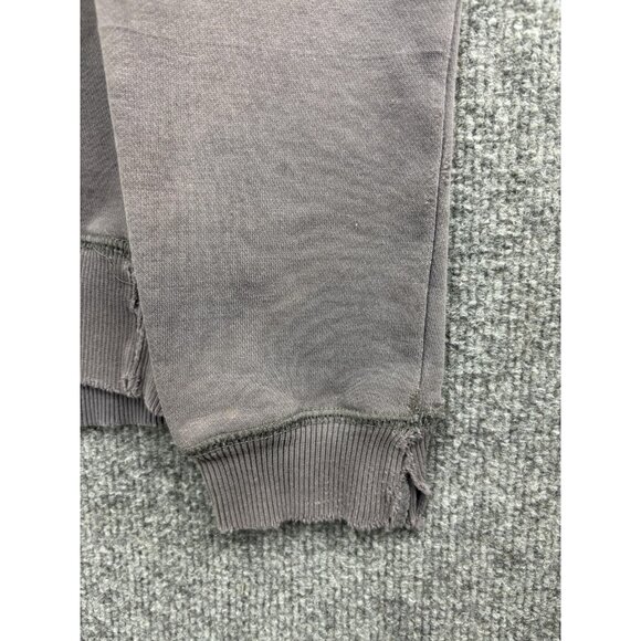 Sherpa Hoodie Mens Medium Gray Pullover Fleece Logo Raglan Kangaroo Pocket - Picture 6 of 9